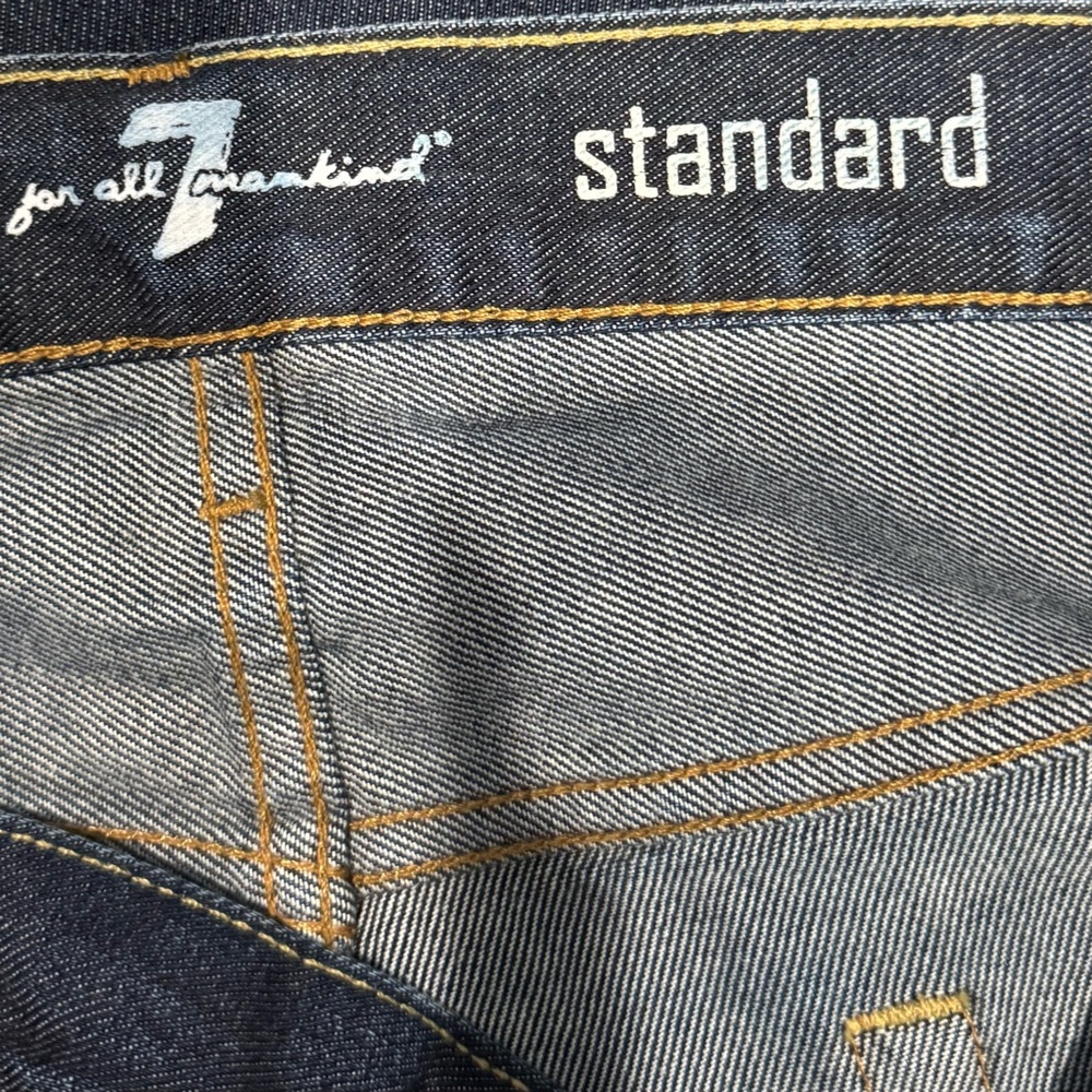 7 For All Mankind Standard Jeans 36 Dark Wash Straight Leg 100% Cotton Denim - Picture 5 of 9